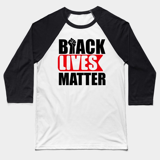 Red Black Lives Matter Baseball T-Shirt by Saldi